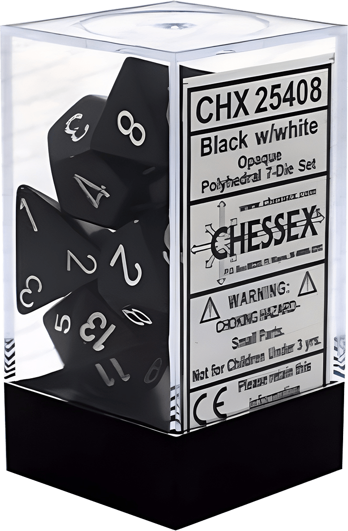 Chessex Die Rol Set Opaque (Black/White) 0