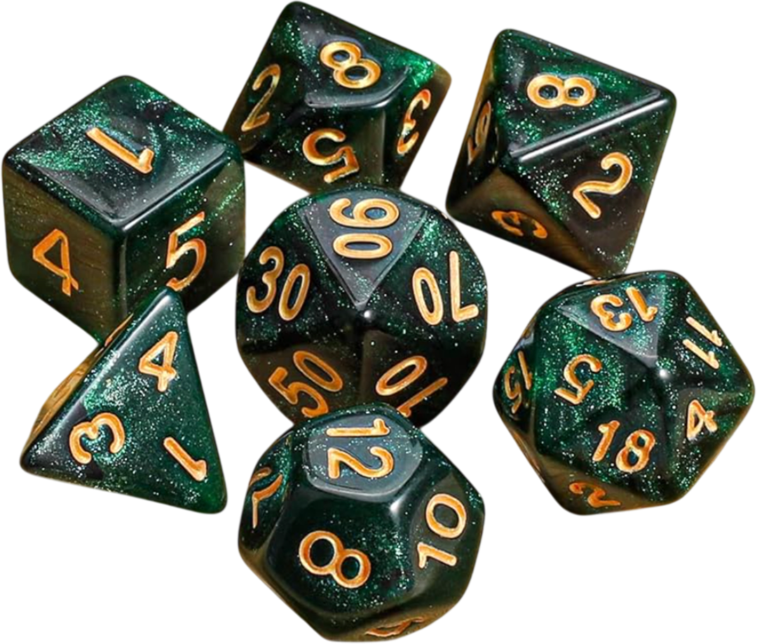 Chessex Die Rol Set Scarab (Jade/Gold)2