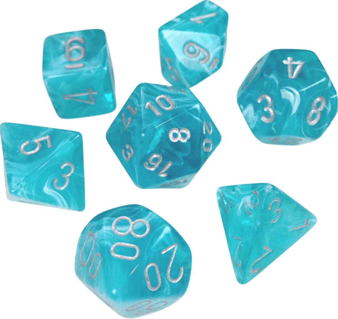 Chessex Die Rol Set Cirrus (Aqua/Silver)2