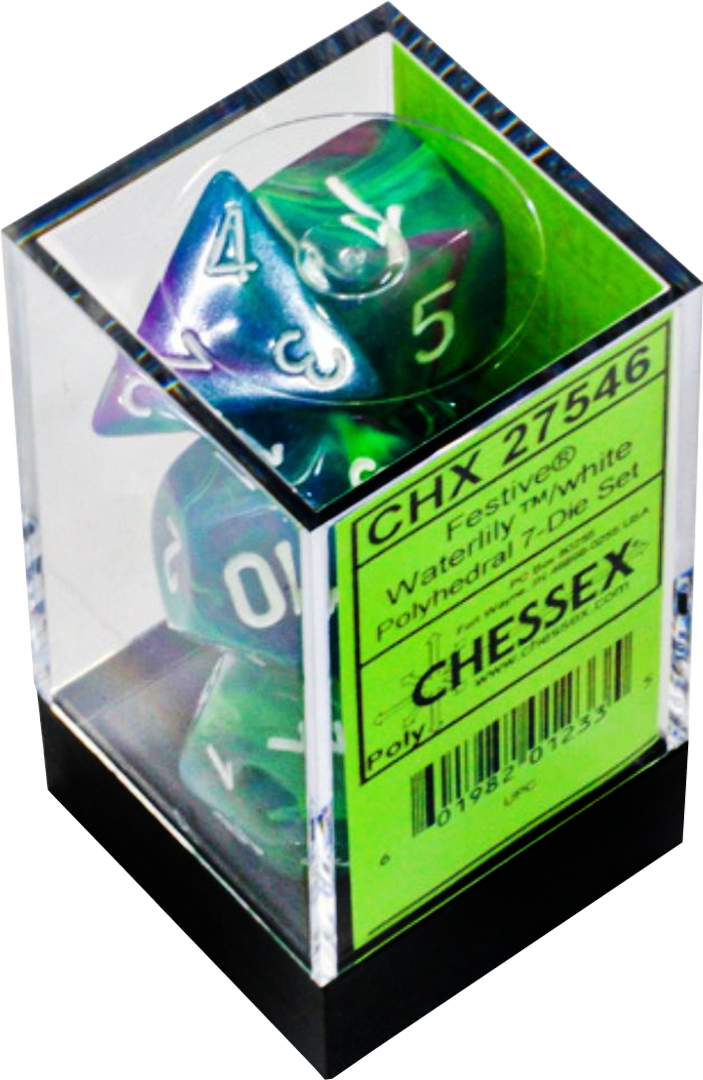 Chessex Die Rol Set Festive (Waterlily/White) 0