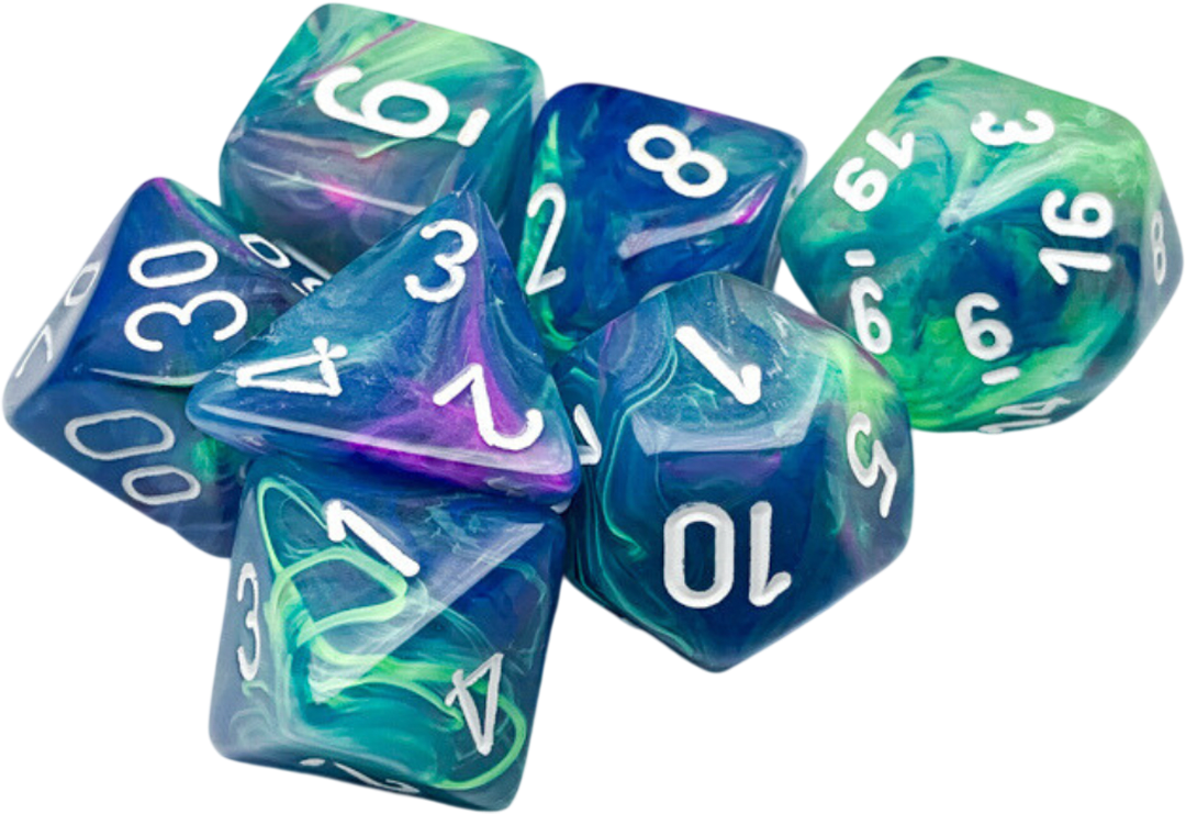 Chessex Die Rol Set Festive (Waterlily/White)2