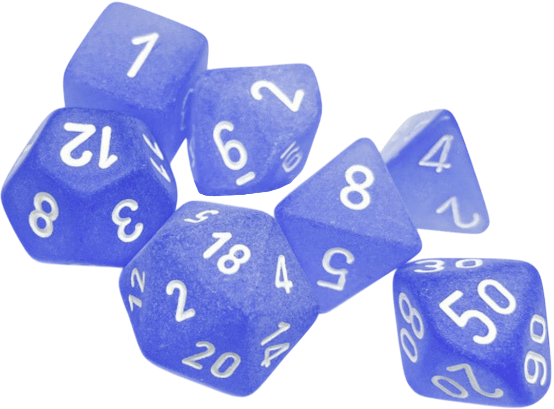 Chessex Die Rol Set Frosted (Blue/White)2