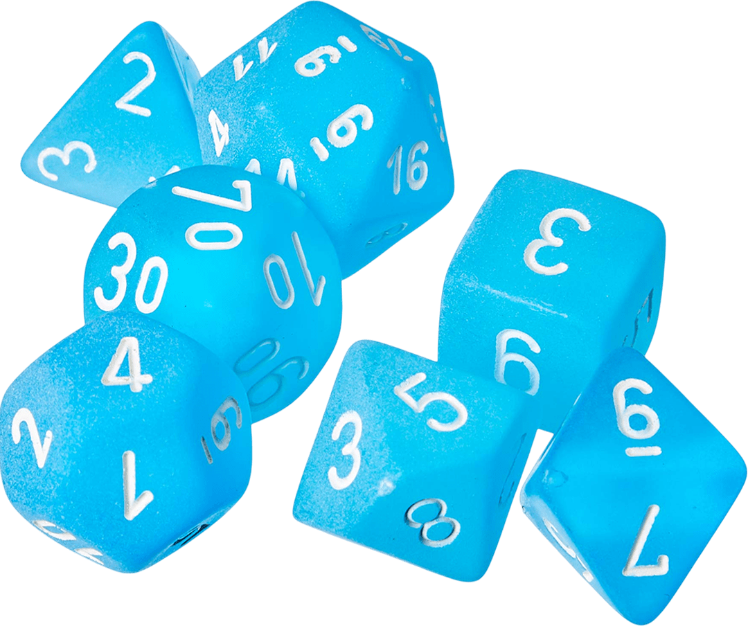 Chessex Die Rol Set Frosted (Caribbean Blue/White)2