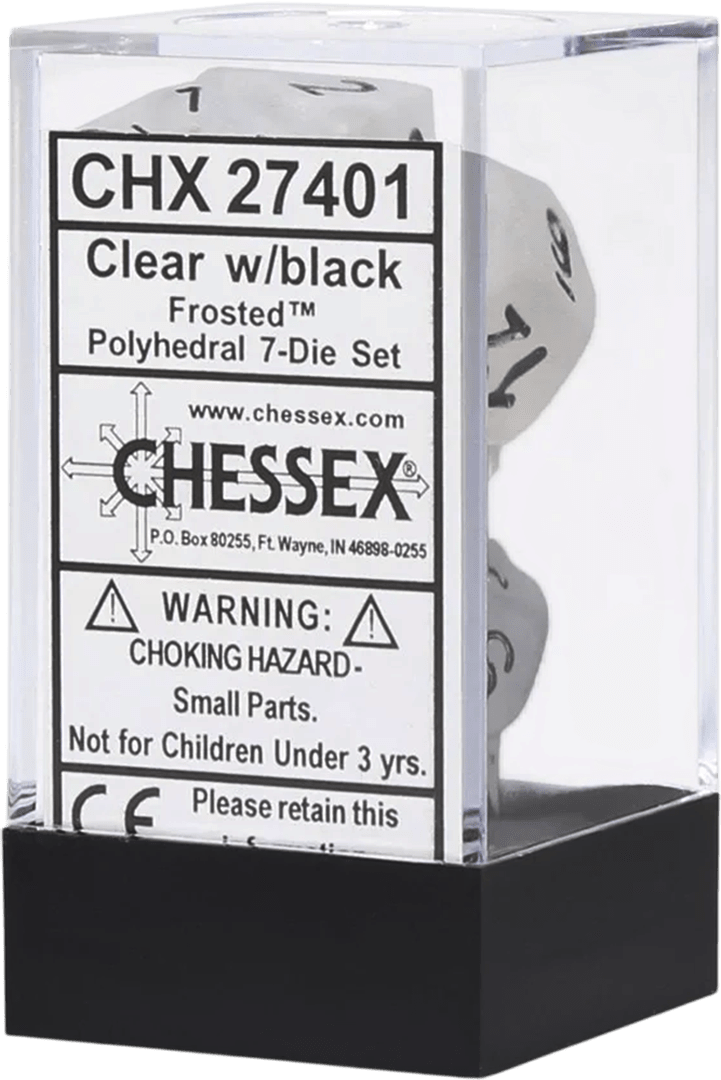 Chessex Die Rol Set Frosted (Clear/Black) 0