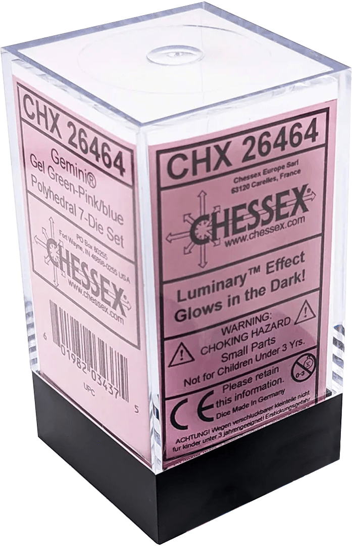 Chessex Die Rol Set Gemini (Gel Green-Pink/Blue) 0