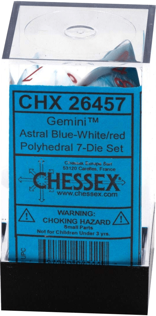 Chessex Die Rol Set Gemini (Astral-Blue/White-Red) 0