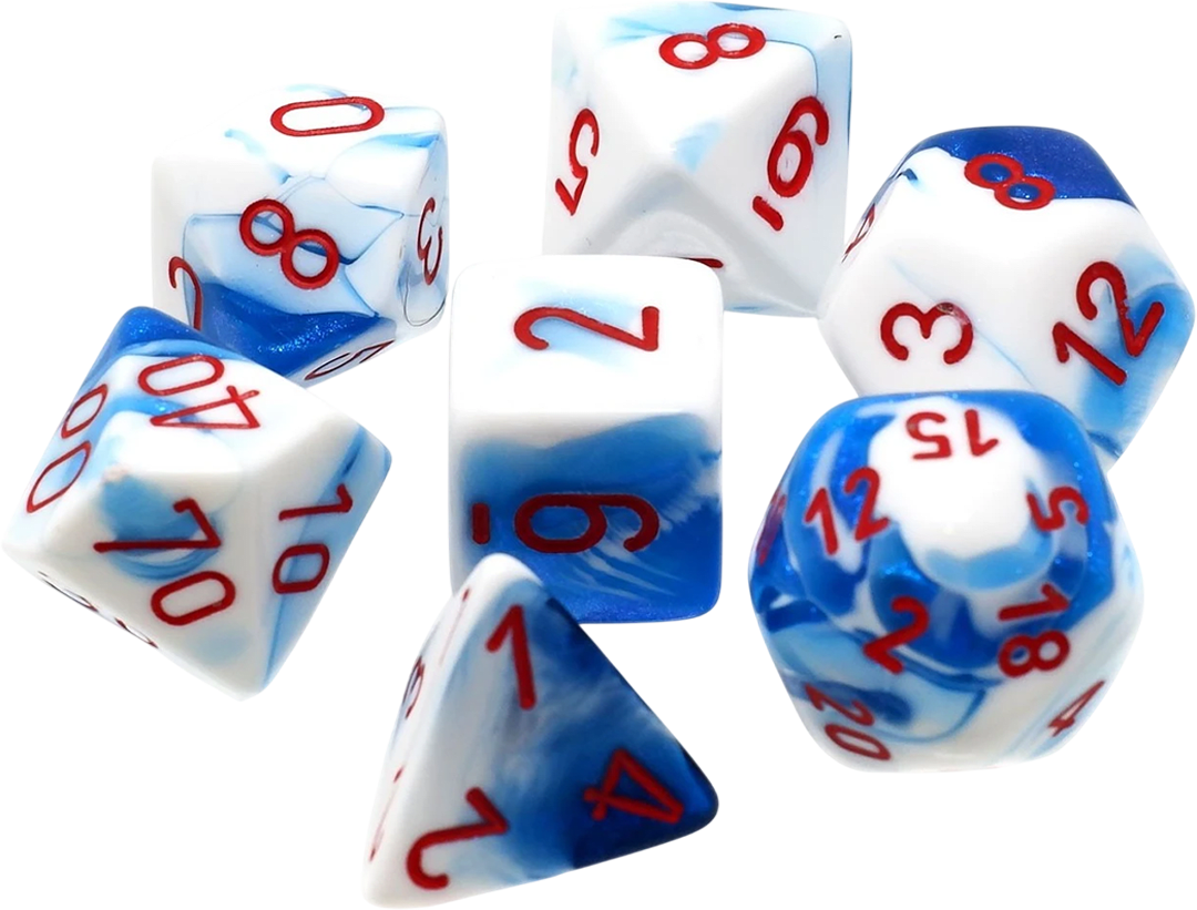 Chessex Die Rol Set Gemini (Astral-Blue/White-Red)2