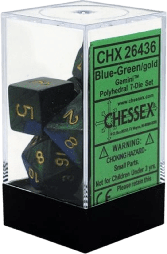 Chessex Die Rol Set Gemini (Blue-Green/Gold) 0