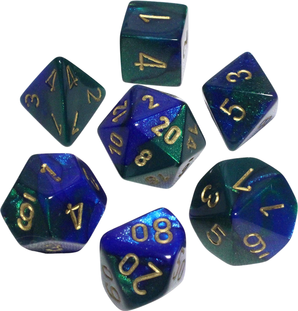 Chessex Die Rol Set Gemini (Blue-Green/Gold)2