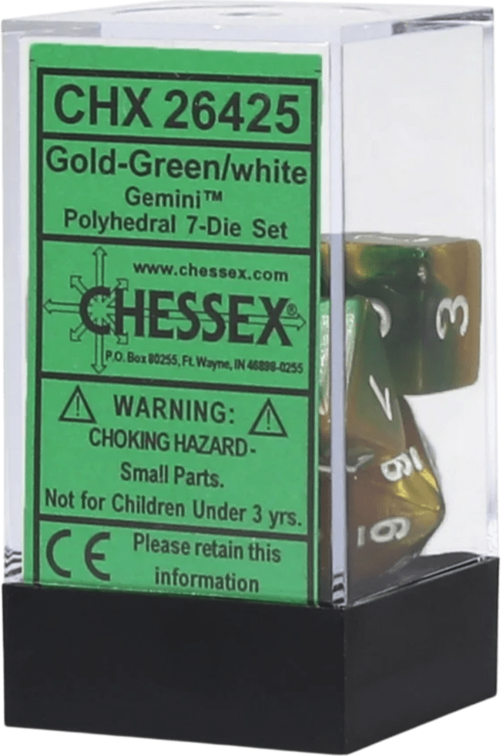 Chessex Die Rol Set Gemini (Gold-Green/White) 0