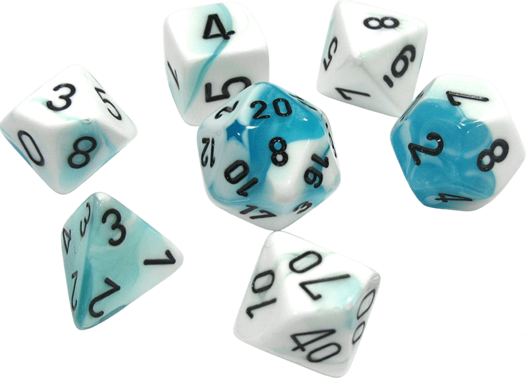 Chessex Die Rol Set Gemini (Teal-White/Black)2