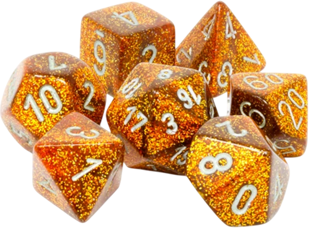 Chessex Die Rol Set Glitter (Gold/Silver)2