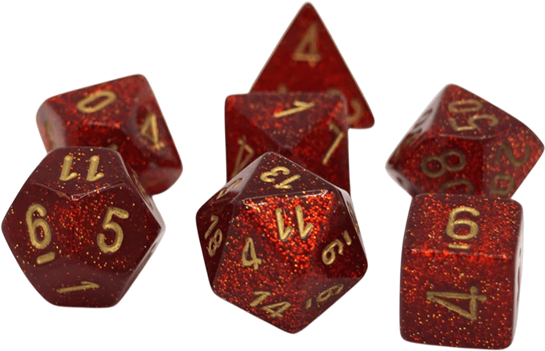Chessex Die Rol Set Glitter (Ruby/Gold)2