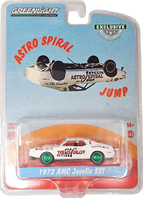 GreenLight Collectibles: 1:64 1972 AMC Javelin SST White Astro Spiral Jump2