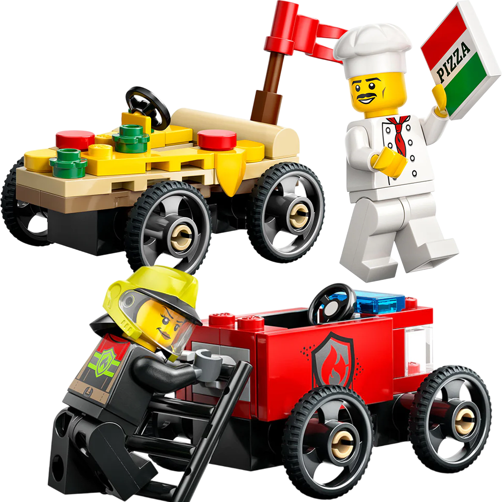 LEGO City: Pack de Autos de Carreras Pizza vs Camión de Bomberos2