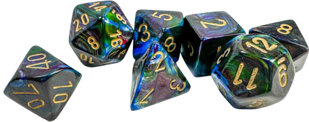 Chessex Die Rol Set Lustrous (Shadow/Gold)2