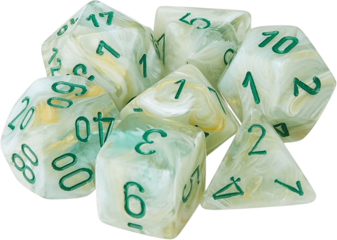 Chessex Die Rol Set Marble (Green/Dark Green)2