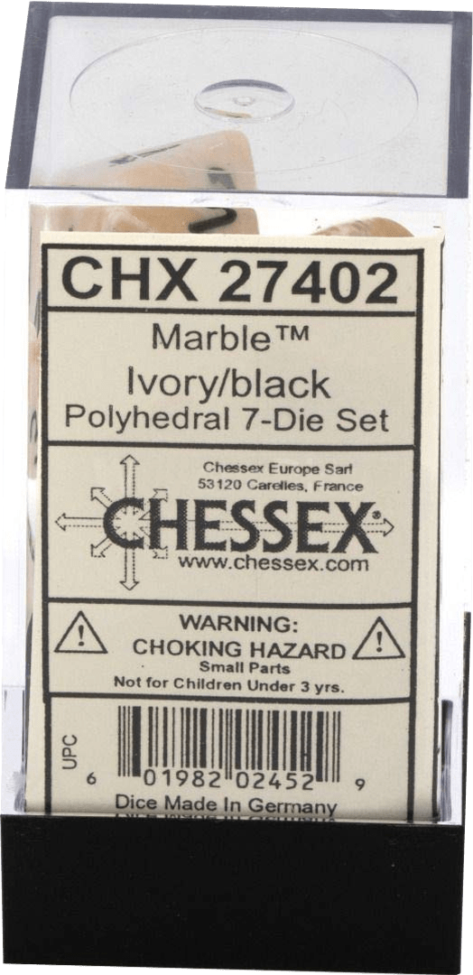 Chessex Die Rol Set Marble (Ivory/Black) 0