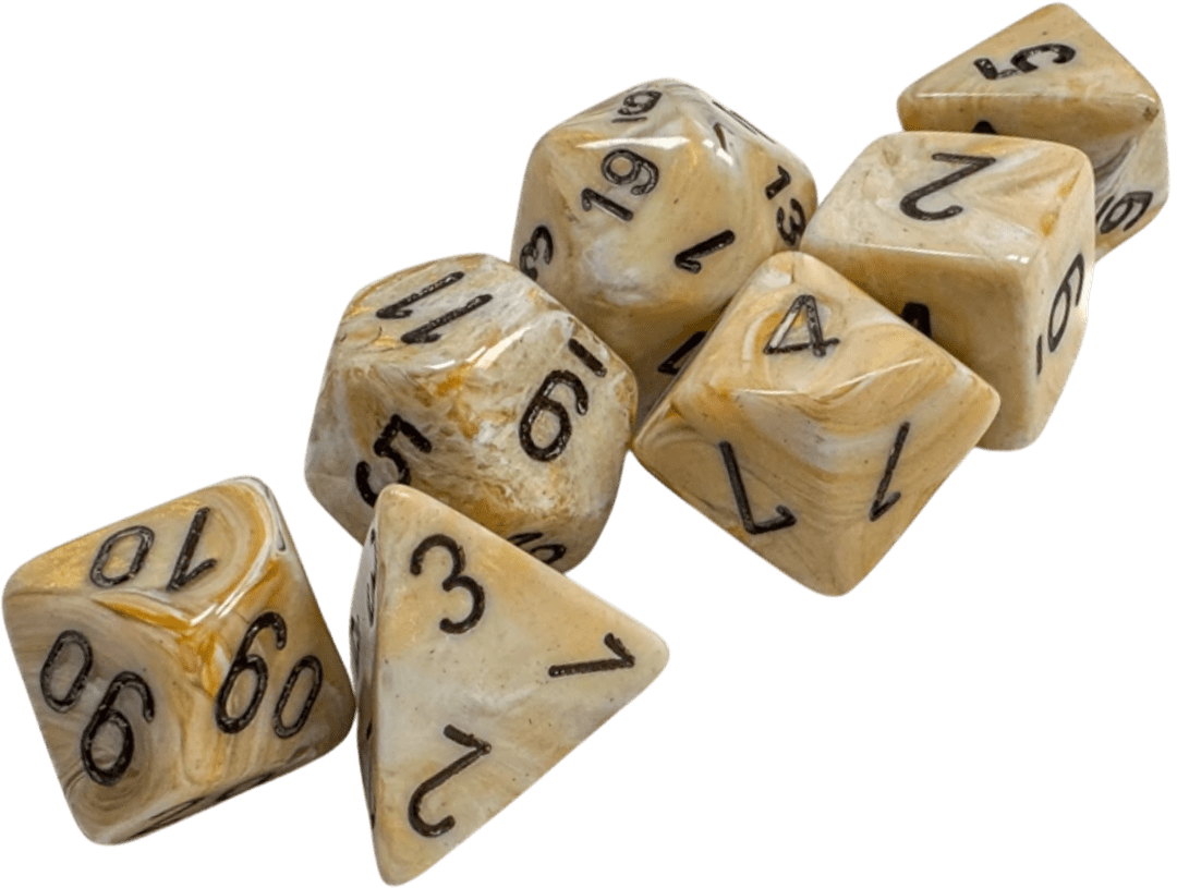Chessex Die Rol Set Marble (Ivory/Black)2