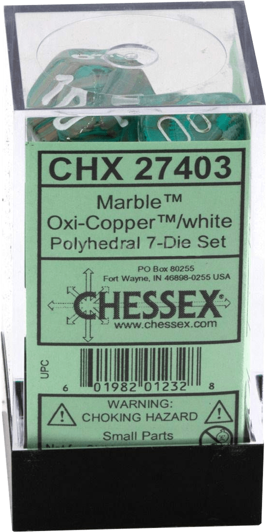 Chessex Die Rol Set Marble (Oxi-Copper/White) 0