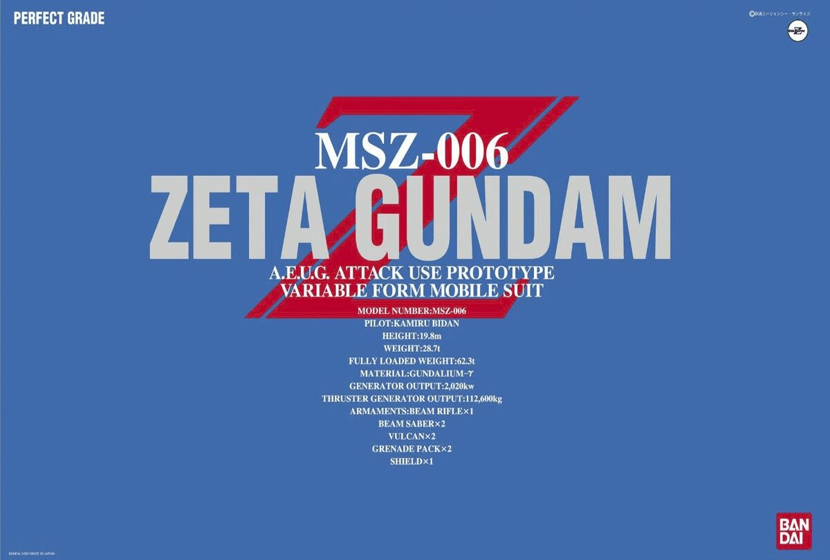 Model Kit Bandai Hobby PG: Z Gundam 0