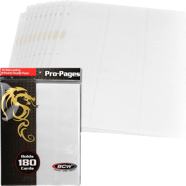 Paquete 10 Hojas Archivador BCW Side Loading Pro-Pages 18 Pocket3