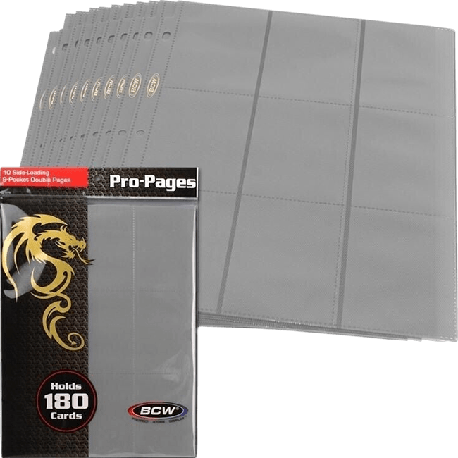 Paquete 10 Hojas Archivador BCW Side Loading Pro-Pages 18 Pocket2