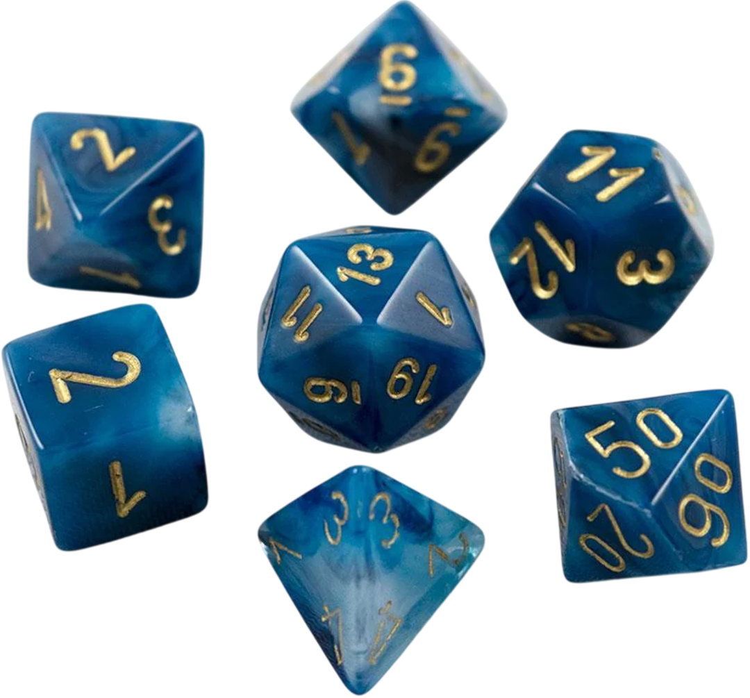 Chessex Die Rol Set Phantom (Teal/Gold)2