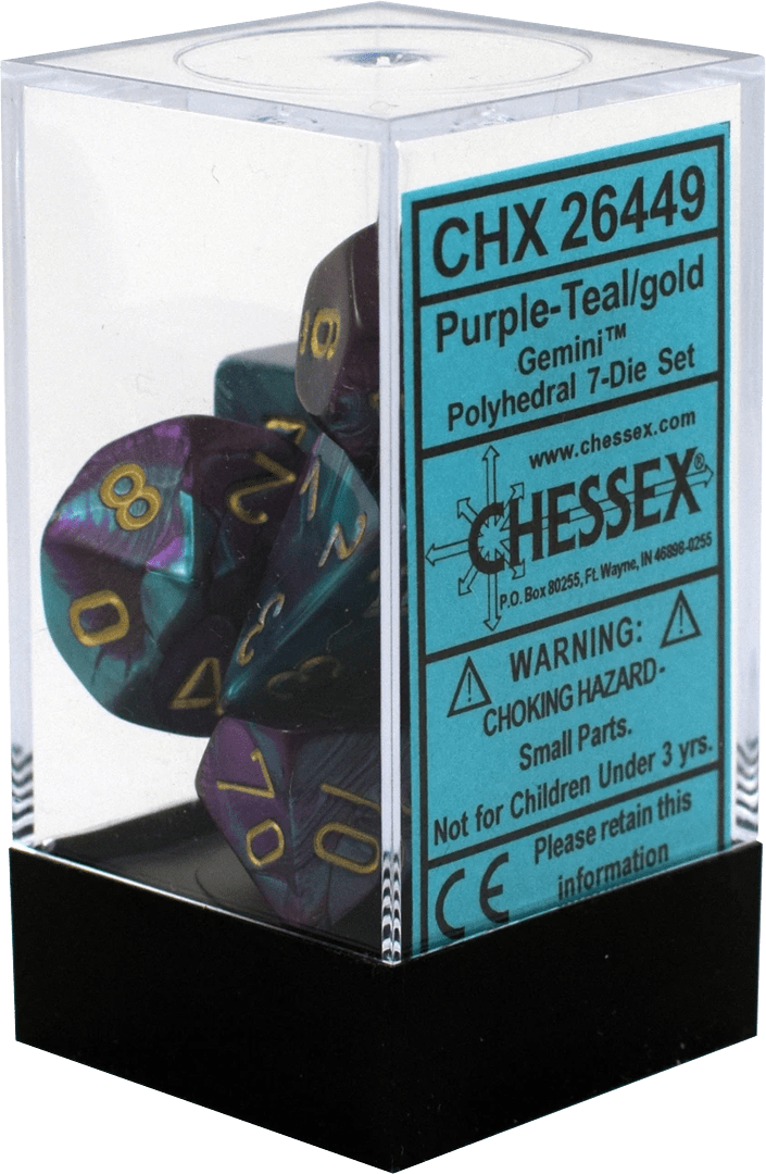 Chessex Die Rol Set Gemini (Purple-Teal/Gold) 0