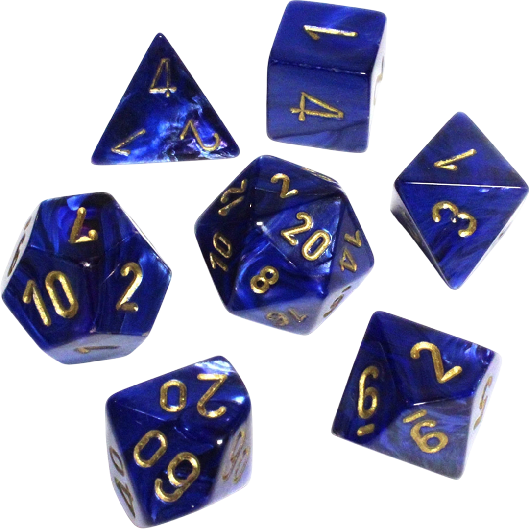 Chessex Die Rol Set Scarab (Royal Blue/Gold)2