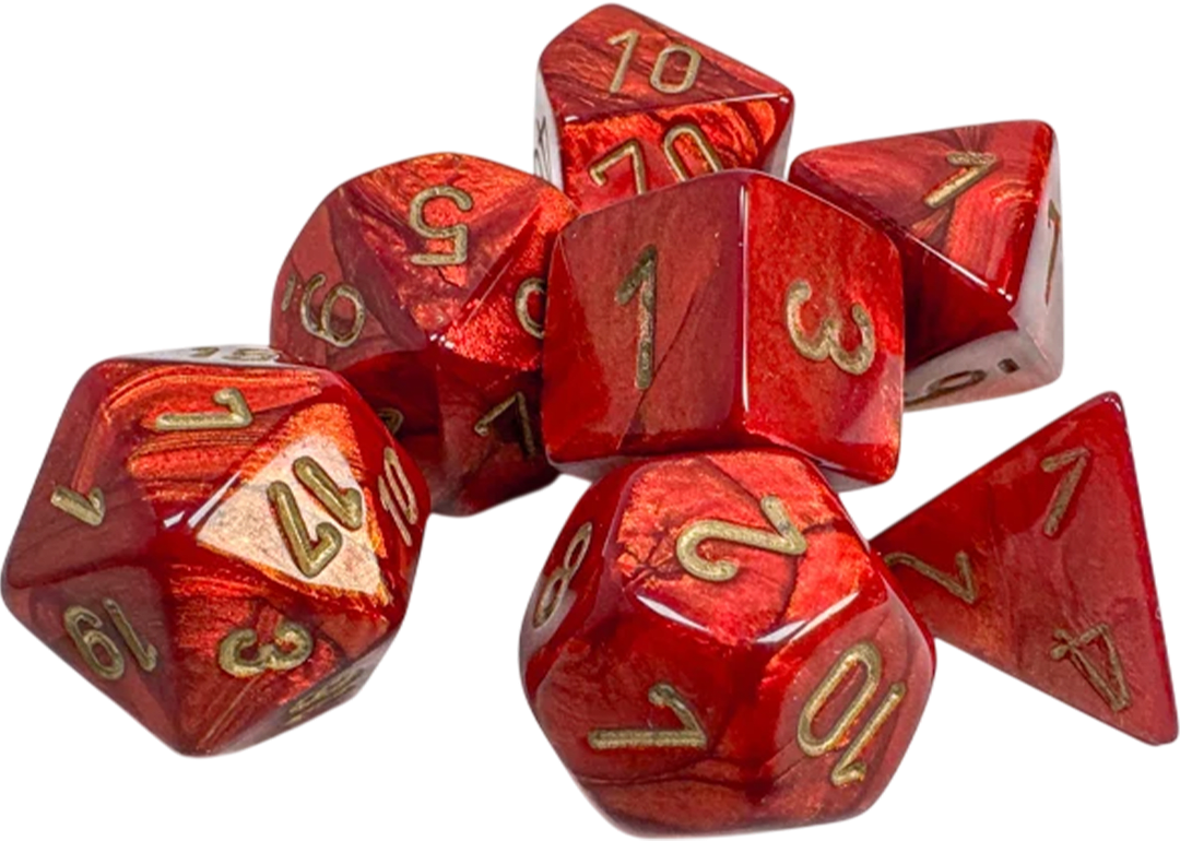 Chessex Die Rol Set Scarab (Scarlet/Gold)2