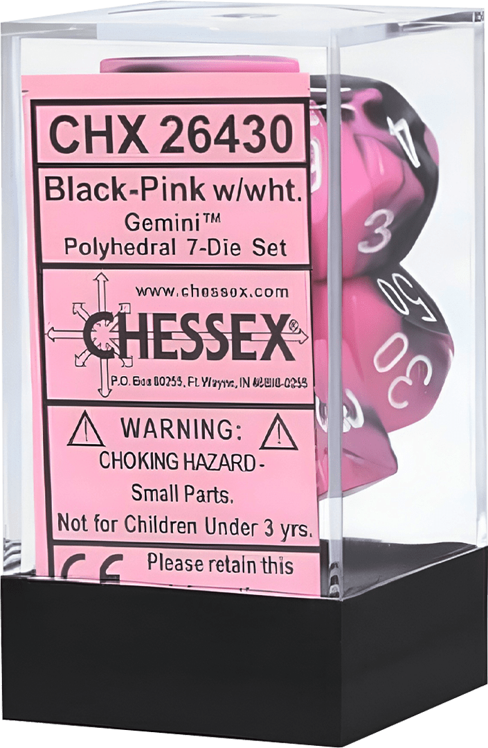 Chessex Die Rol Set Gemini (Black-Pink/White) 0