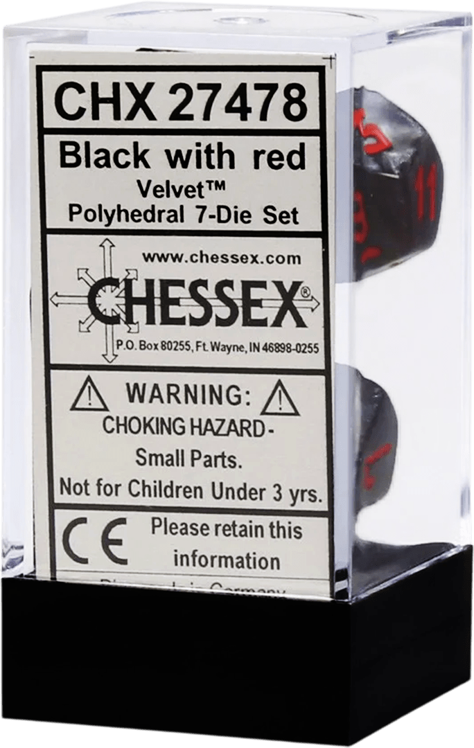 Chessex Die Rol Set Velvet (Black/Red) 0