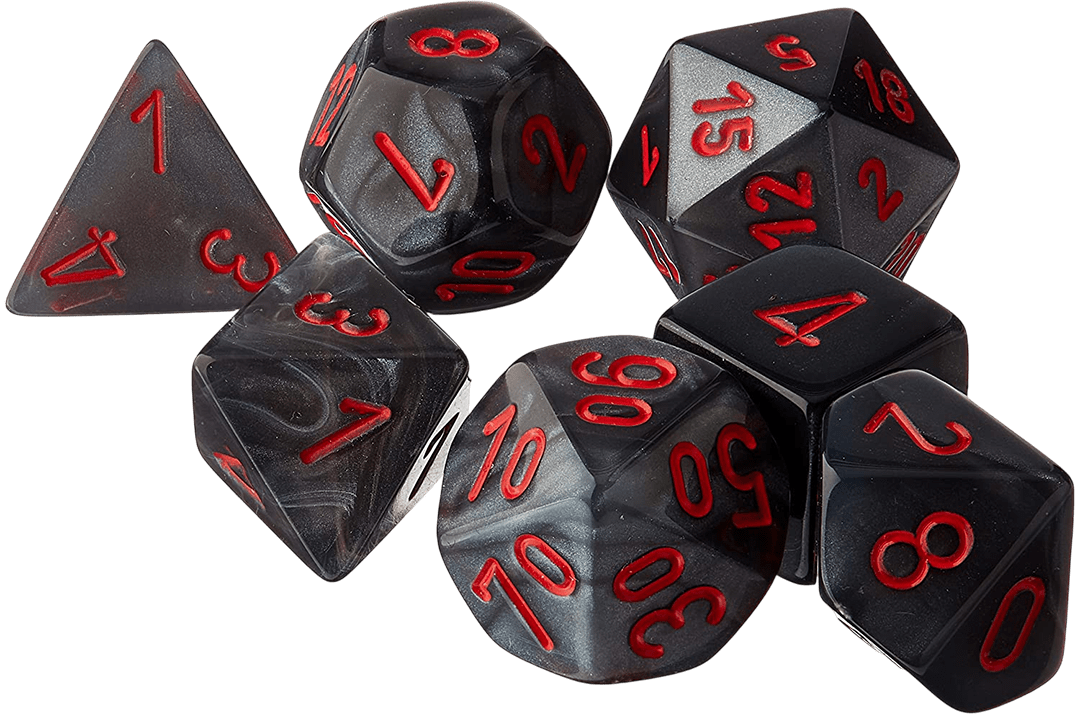Chessex Die Rol Set Velvet (Black/Red)2
