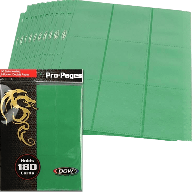 Paquete 10 Hojas Archivador BCW Side Loading Pro-Pages 18 Pocket6