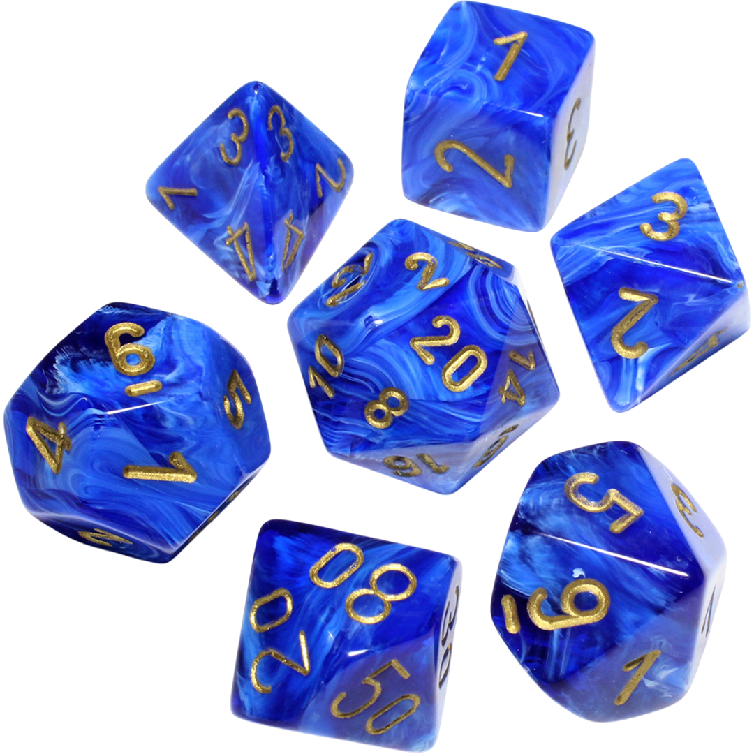 Chessex Die Rol Set Vortex (Blue/Gold)2