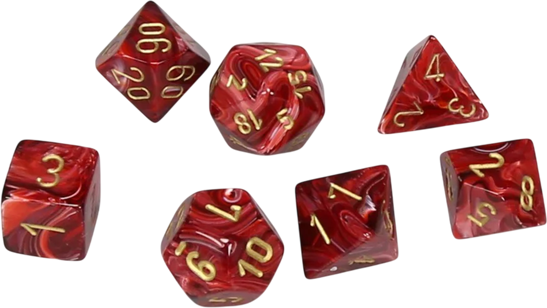 Chessex Die Rol Set Vortex (Burgundy/Gold)2