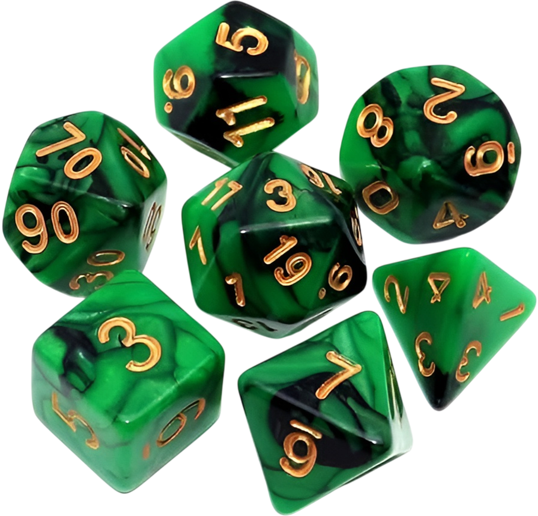Chessex Die Rol Set Vortex (Green/Gold)2