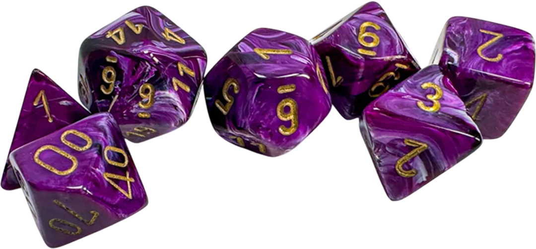 Chessex Die Rol Set Vortex (Purple/Gold)2