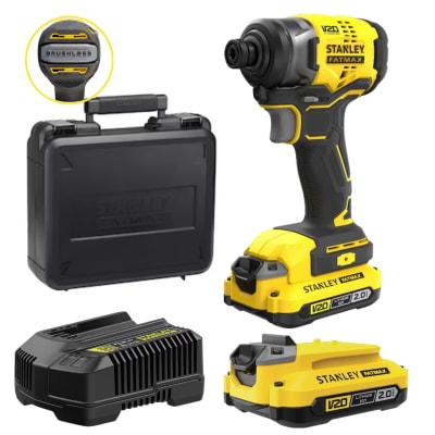 Atornillador de Impacto 20V BRUSLESS 2 baterias stanley
