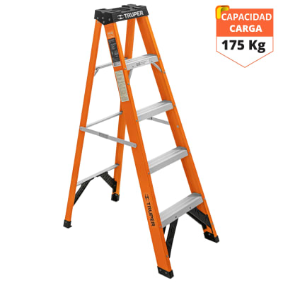 Escalera tijera fibra de vidrio 4 peldaños soporta 175 kg Truper.