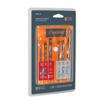 Juego de brocas para metal y concreto 6 piezas, truper