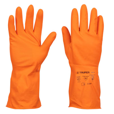 Guantes látex para limpieza, Puño largo 9 talla G Truper