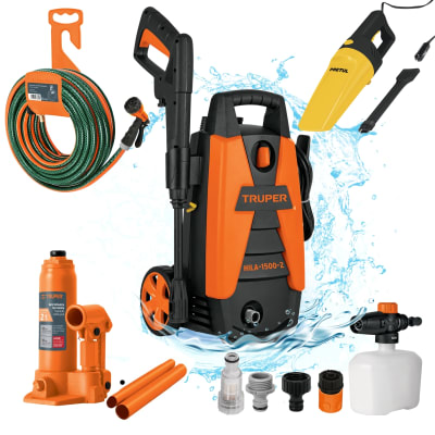 MEGACOMBO HIDROLAVADORA 1500PSI MANGUERA ASPIRADORA CAJA CON RUEDA