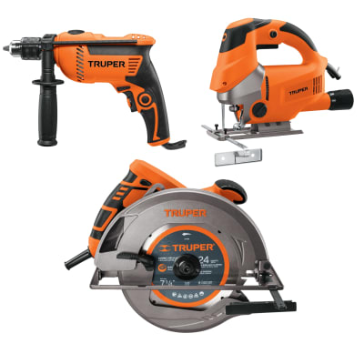 Megacombo Taladro Percutor, Sierra circular, Sierra Caladora TRUPER