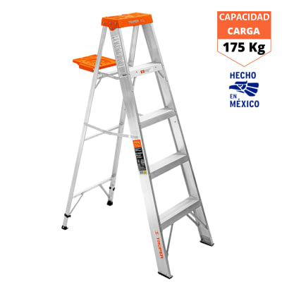 Escalera tijera 4 peldaños capacidad de carga 175 kg - truper.