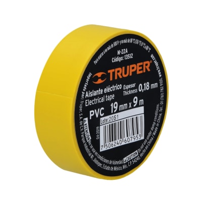 Cinta Aislante amarillo 18m x 19mm Truper Expert