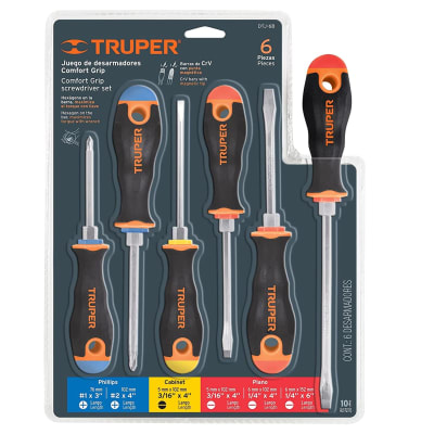 Juego de 5 desarmadores mango confort grip, Truper