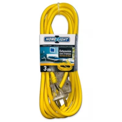 Extensión eléctrica home light vulcanizado 3 metros amarillo