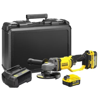 Amoladora esmeriladora angular inalámbrica 20V + 2 baterias 4A Stanley